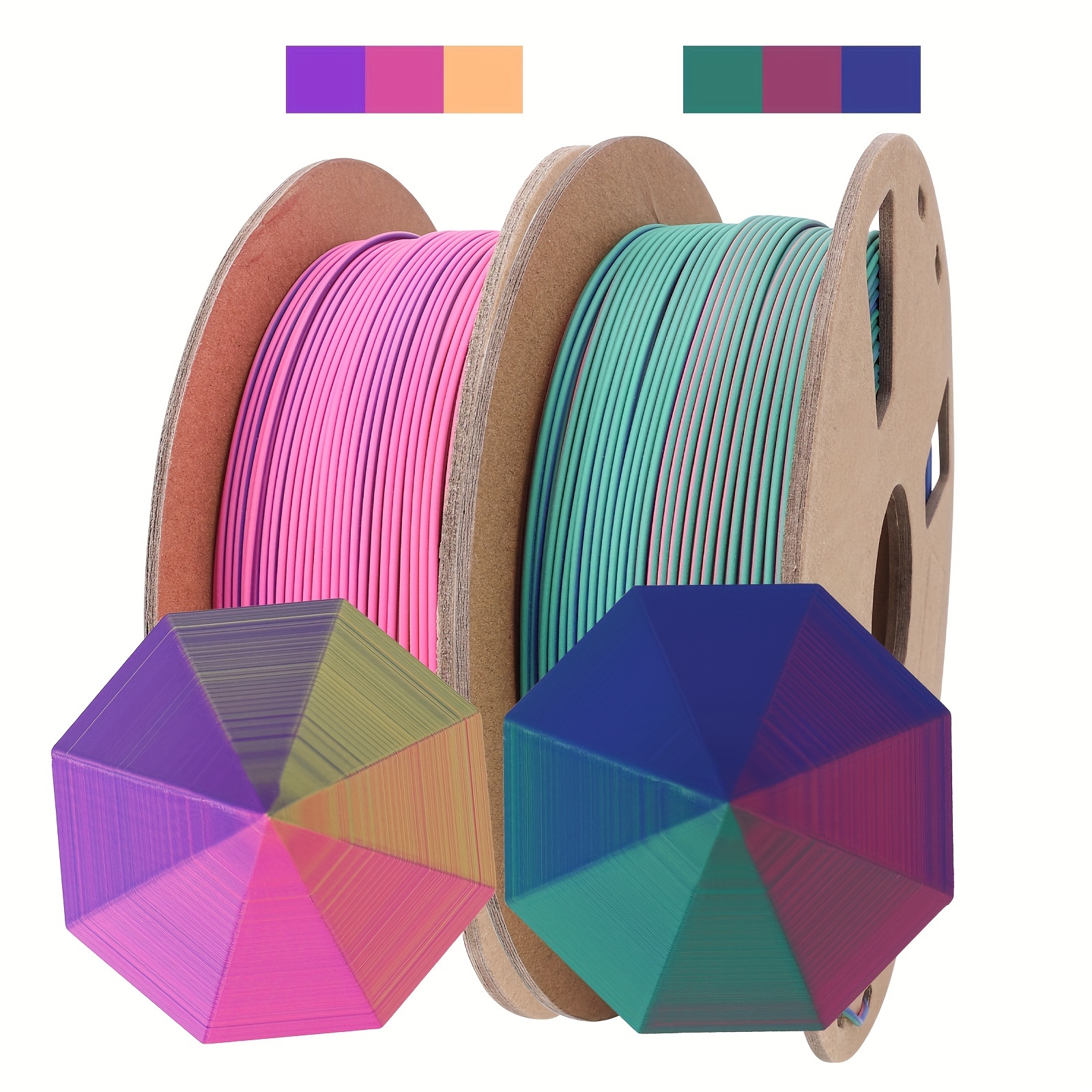 RepRapper Bobine de filament PLA en soie triple couleur de 1,75 mm, bobine  de filament PLA coextrusion de 1 kg, PLA multicolore – Compatible avec la  plupart des imprimantes FDM, soie PLA
