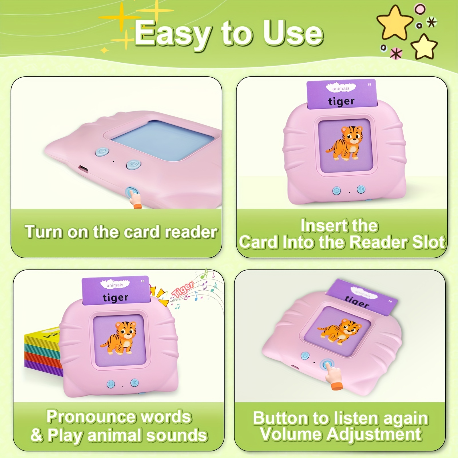  Aullsaty Toddler Toys Talking Flash Cards for 1 2 3 4