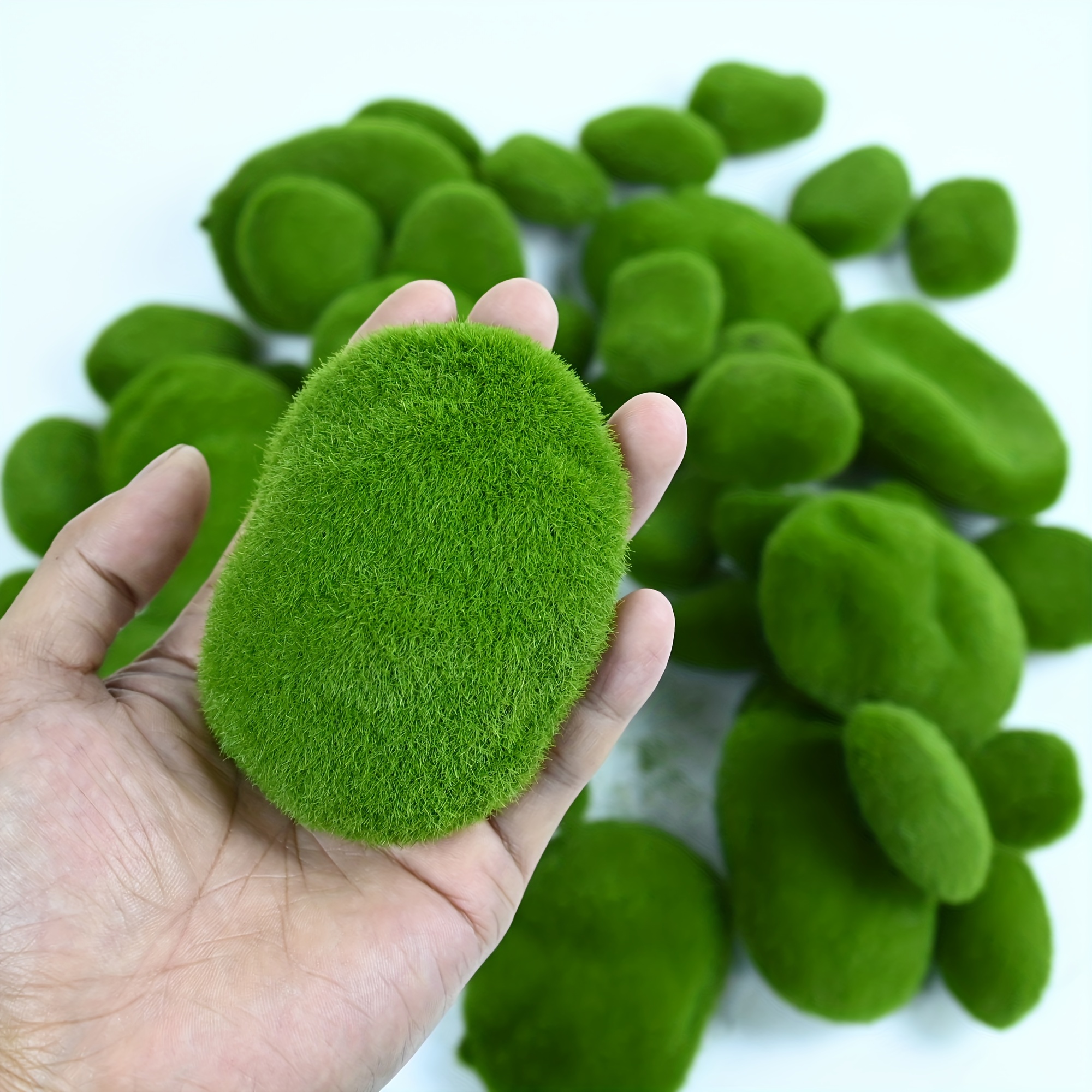 Artificial Moss Rocks Decorative, 30 Pcs 3 Size Green Moss Balls