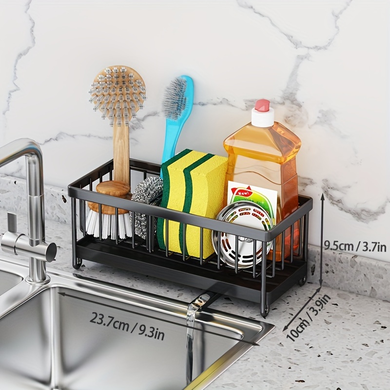 Telescopic Kitchen Sink Drain Basket With Soap Sponge Holder - Temu