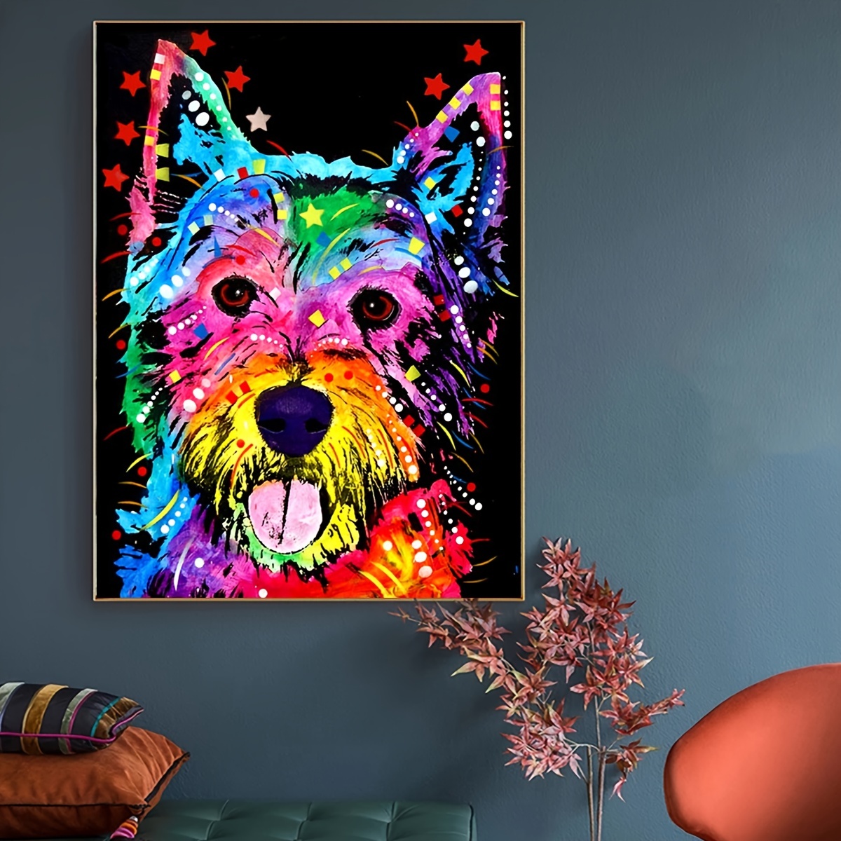 Diy 5d Diamond Painting Kit Dog Painting Wall Art Decor - Temu