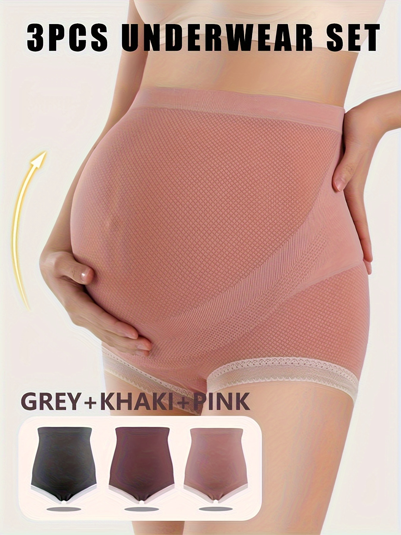 3pcs High-waisted Belly Lift Cotton Underwear For Pregnant Women During  Pregnancy