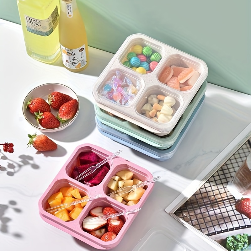 Lunch Box Divided Portable Food Storage Container Clear Lid - Temu