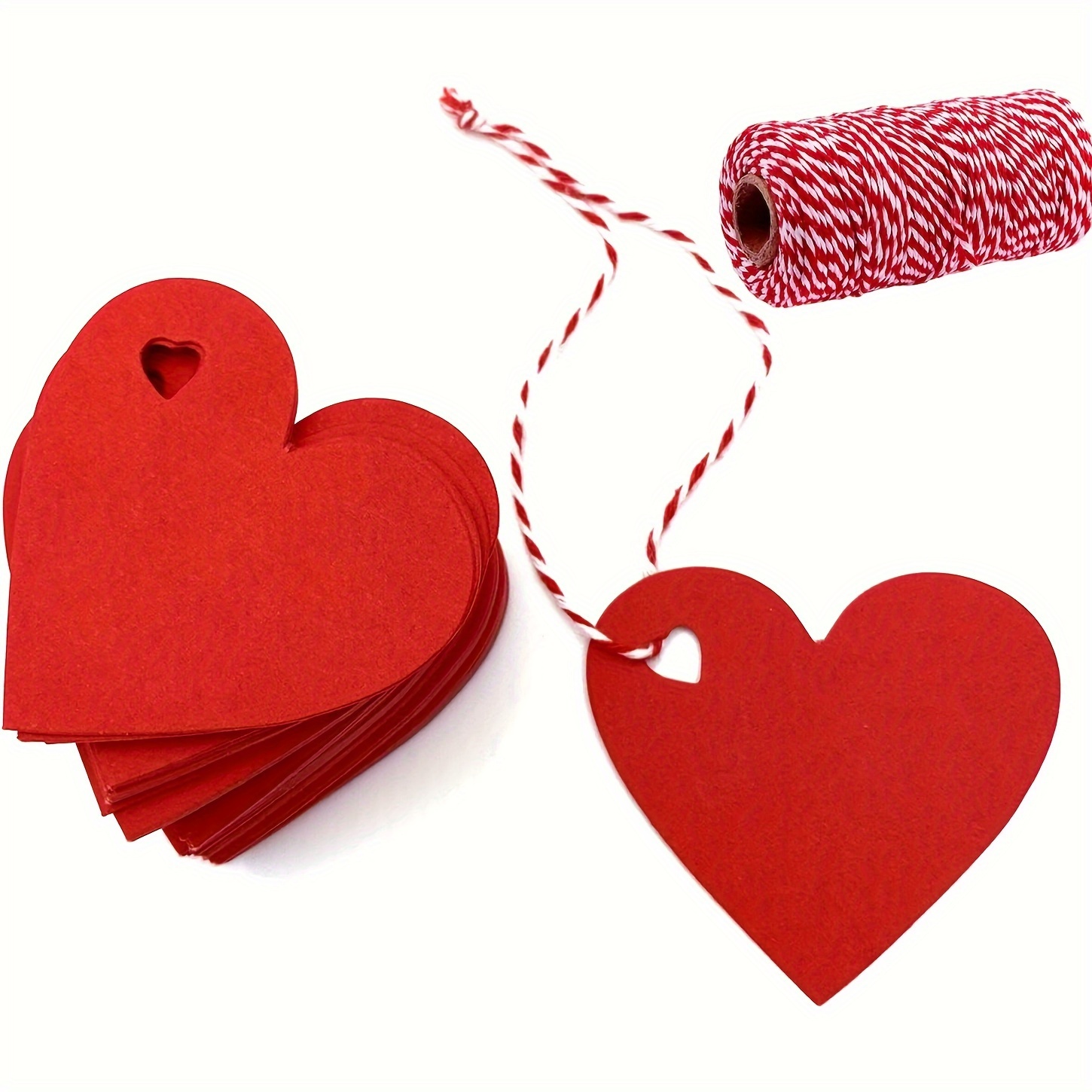 100PCS Heart Shaped Paper Gift Tags, Paper Hearts Blank Labels, Kraft Paper  Hanging Tags With String For Valentine's Day Wedding Party Supplies