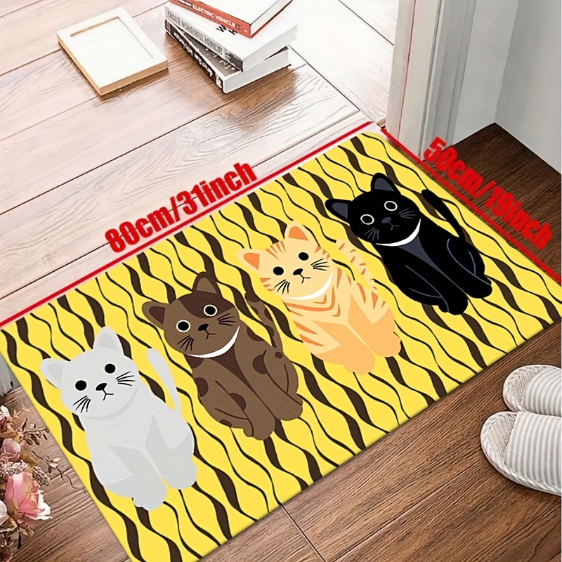 1pc Cat Print Door Mat, Creative Polyester Anti-slip Floor Mat For