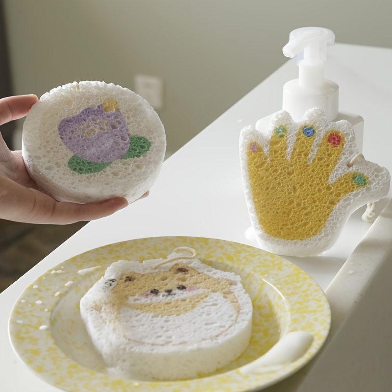 1pc Fruit Design Dishwashing Sponge, Kitchen Cleaning Cartoon Fruit & Thick  Scouring Pad, Pot Scrubber Sponge