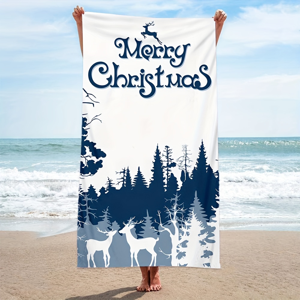 1pc Christmas Pattern Beach Towel Quick Drying Absorbent Beach ...