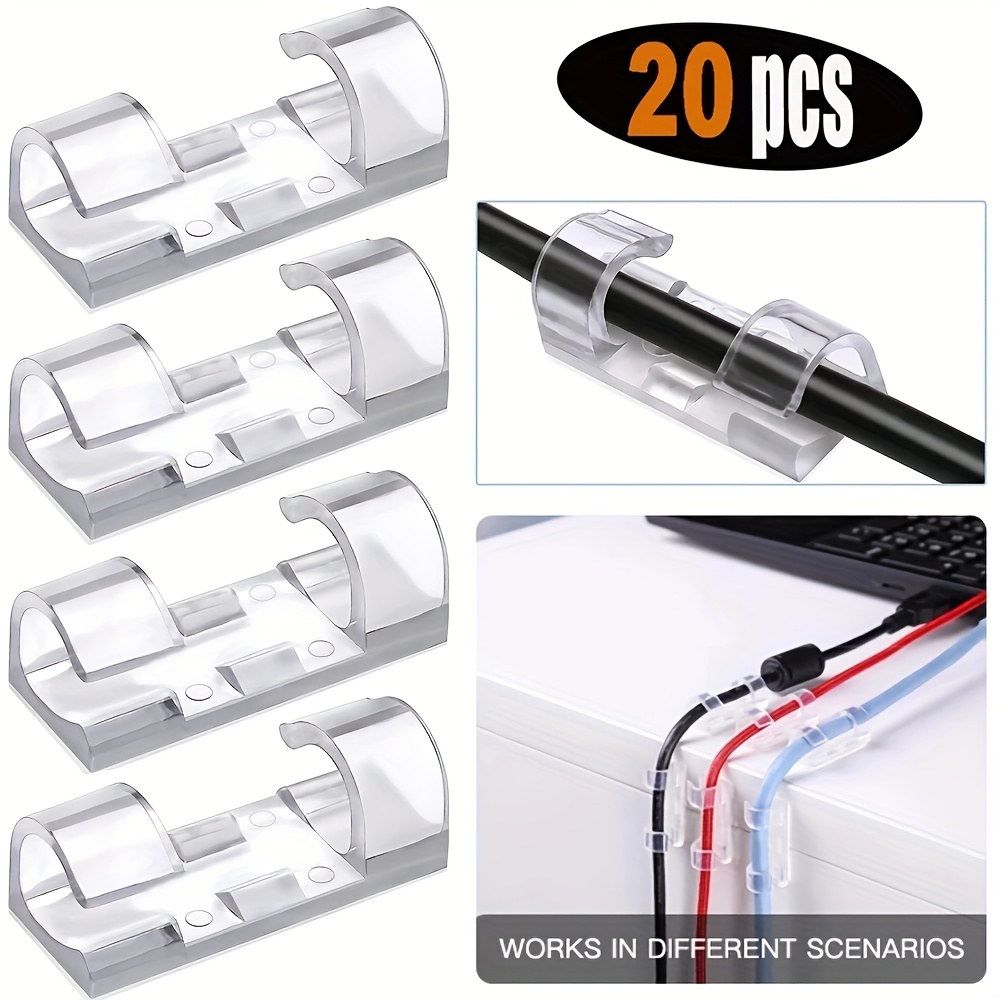 Clips para cables de piezas autoadhesivos, organizador de soporte para  cables NEGRO, abrazadera autoadhesiva, accesorios para cables de coche,  20/50 Uds.