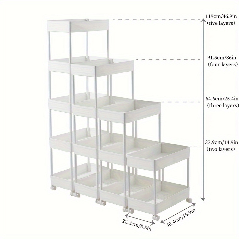 Locaupin Multipurpose Home 4 Tier Narrow Space Plastic Storage Box