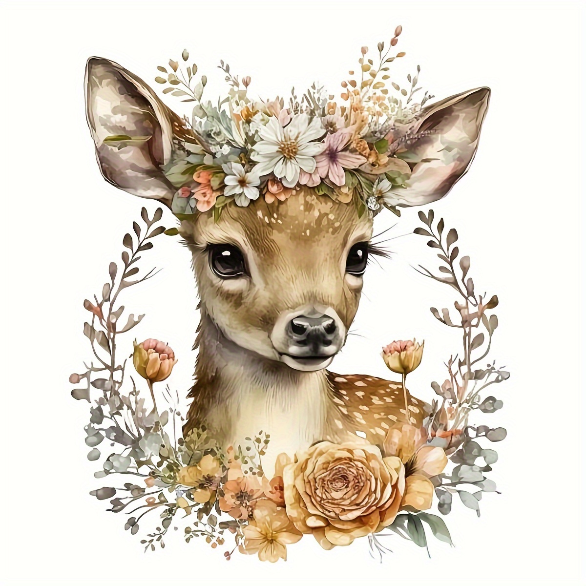 Cute Deer Full Round Artificial Diamond Painting Kits 5d Art - Temu
