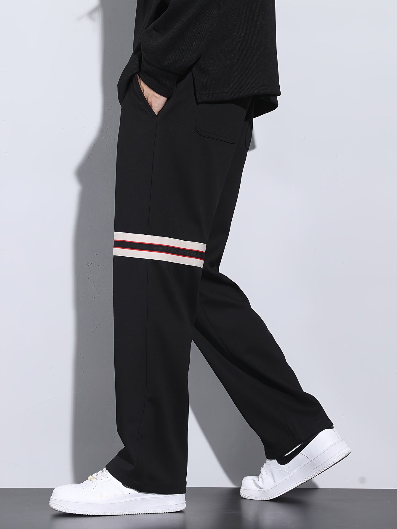 Vertical Stripe Drawstring Breathable Sweatpants Loose Fit - Temu