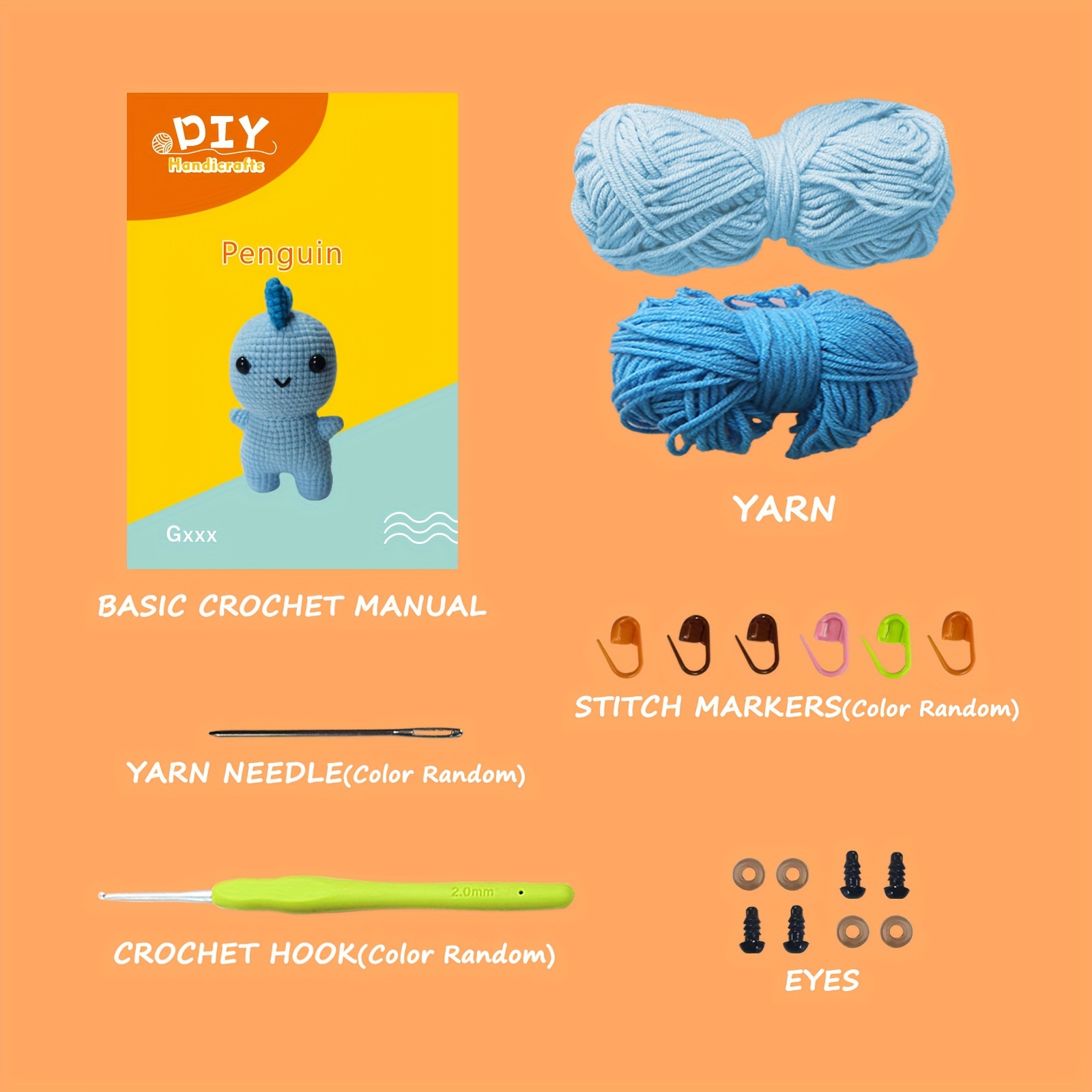 Crochet Kit For Beginners Blue Dinosaur With Easy Peasy Yarn - Temu  Philippines