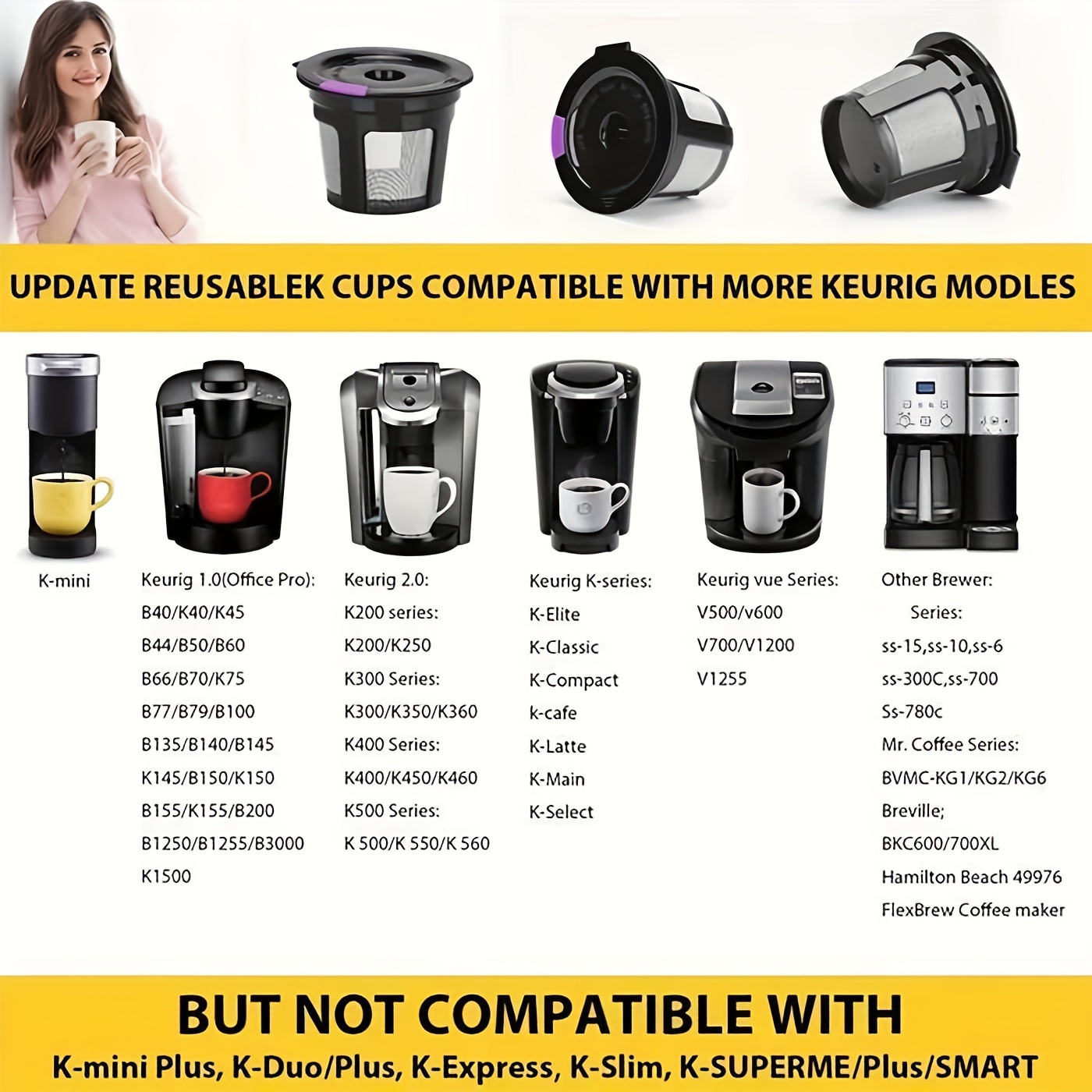 Filtro de cápsulas de café K-cup reutilizable, filtro K-cup recargable  universal de acero inoxidable para cafeteras Keurig 2.0 y 1.0