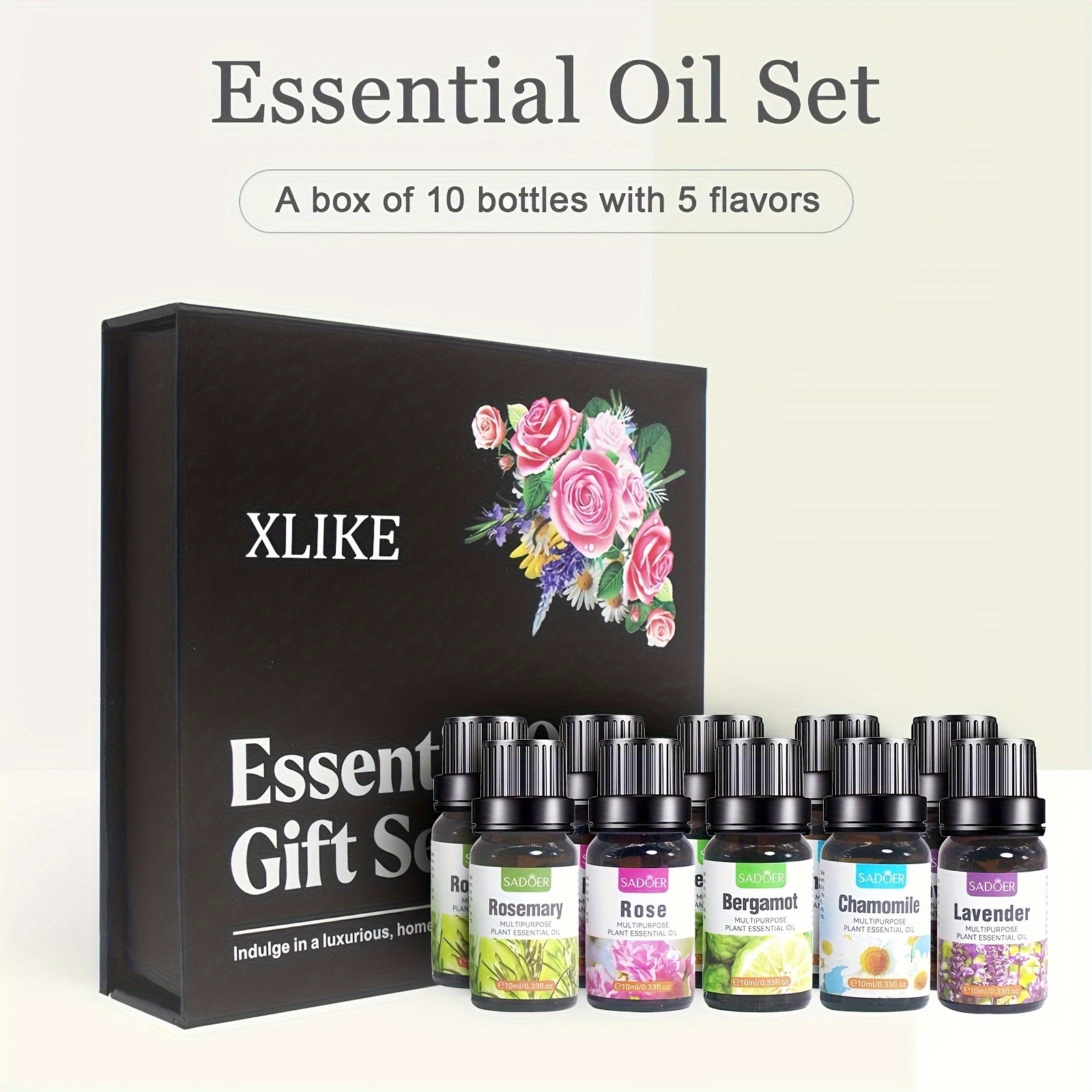  Juego de aceites esenciales de menta aromaterapia para  humidificador, 3 unidades de 0.3 fl oz de aceite esencial de jazmín  orgánico para difusor, kit de aceites de árbol de té 100%