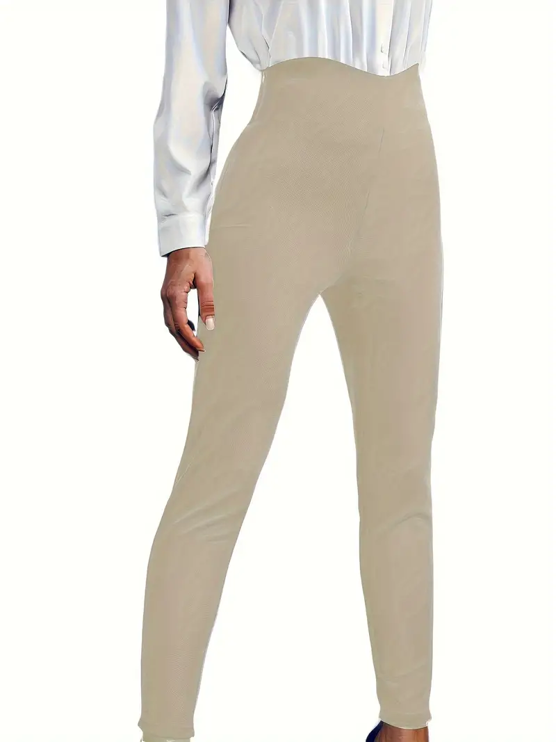Solid Slim High Waist Pants, Pantalones Elegantes Para El Trabajo Y La  Oficina, Ropa De Mujer