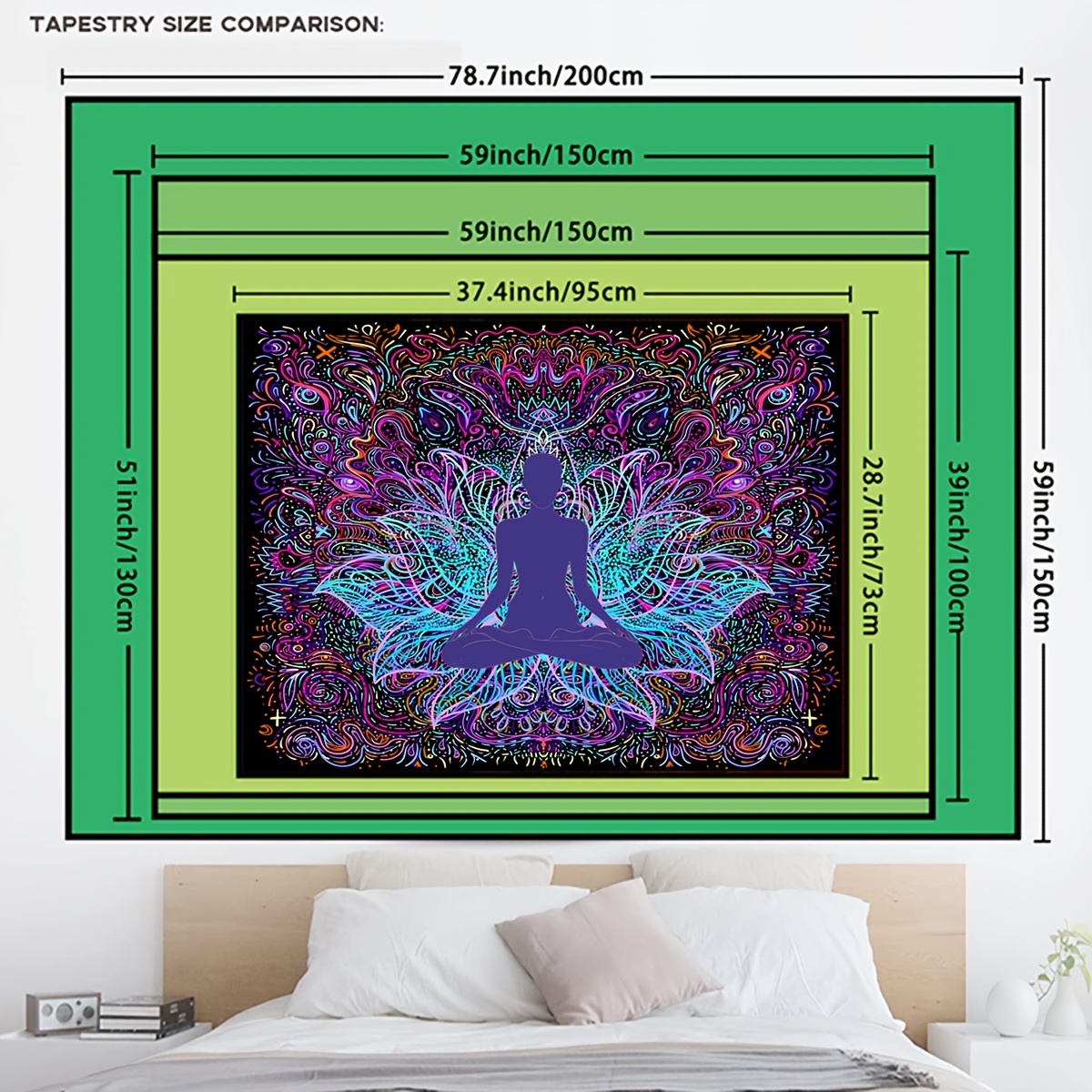 Lotus Flower Yoga Tapestry Calming Wall Hanging Home Office Decor