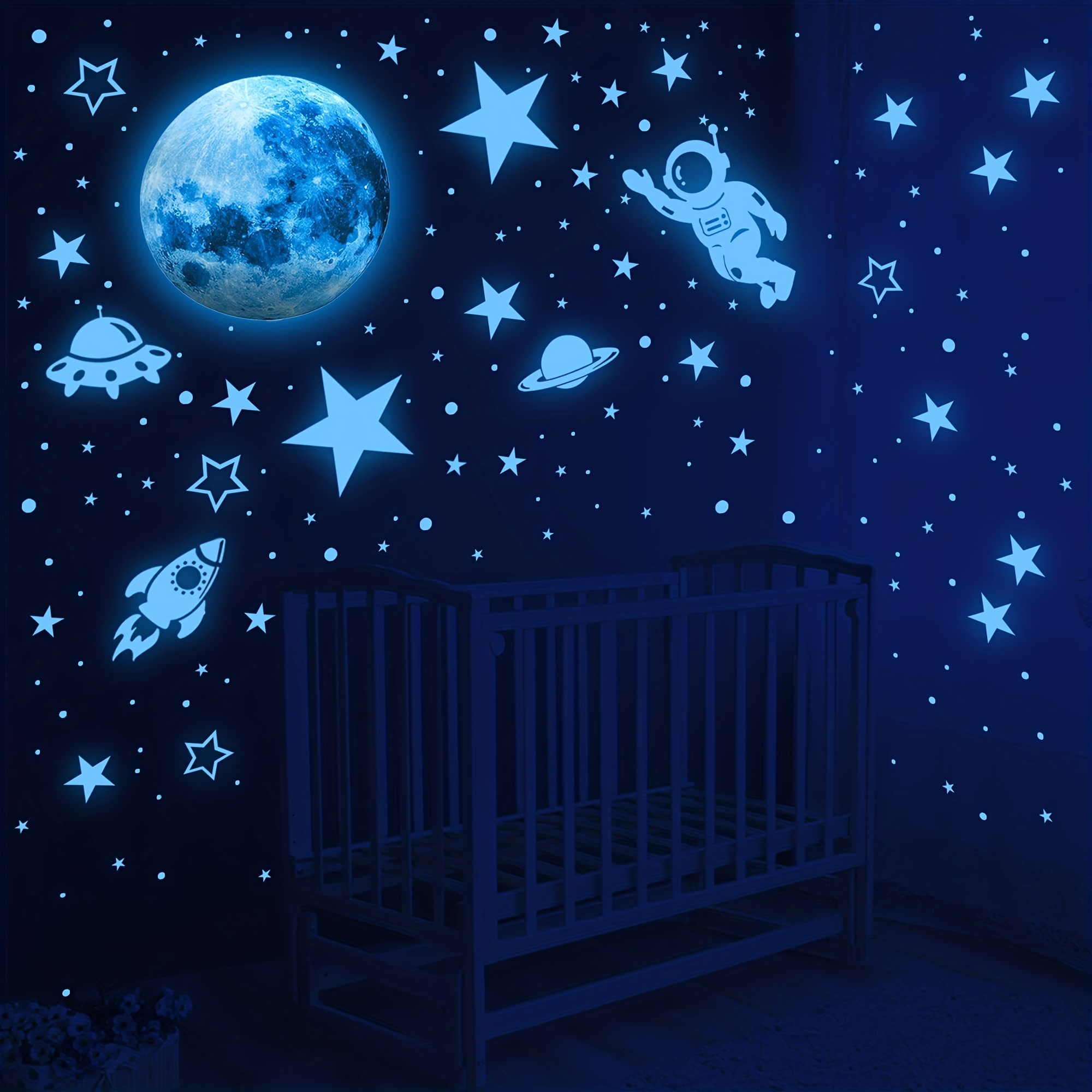 531pcs Glow In The Dark Stars And Planets Wall Stickers, Galaxy Astronaut  Rocket Spaceship Alien Decoration, Planet Wall Decals, Bright Solar System W