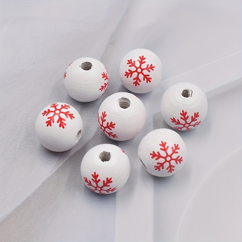 Christmas Red Snowflake Wooden Beads Scattered Wooden Beads - Temu