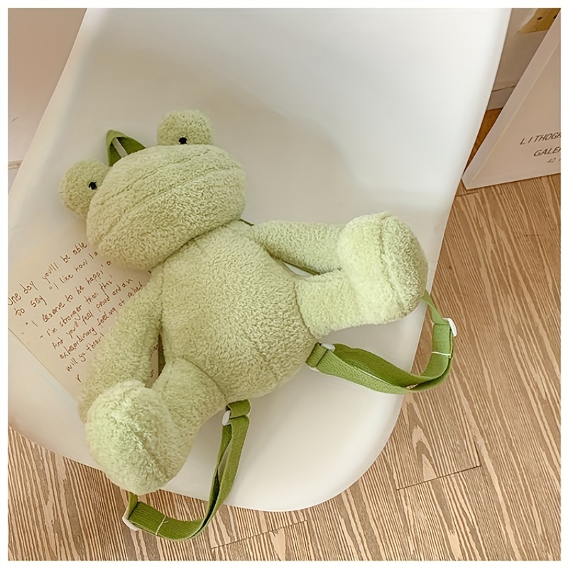 Cute Green Frog Backpack Cartoon Plush Backpack Girl Birthday Gift