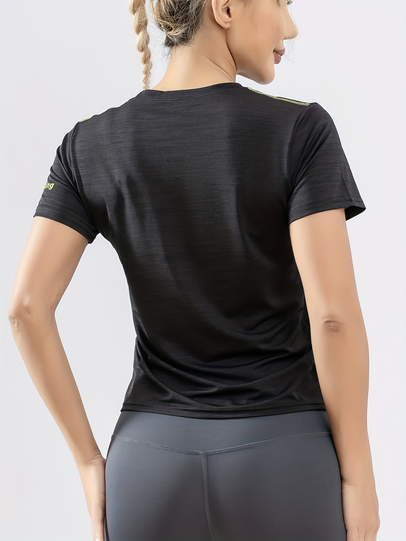 Contrast Seam Breathable Fitness Top Casual Short Sleeve - Temu