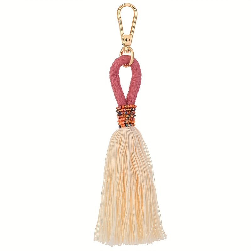 Boho Macrame Keychain Retro Tassel Key Chain Ring Purse Bag - Temu