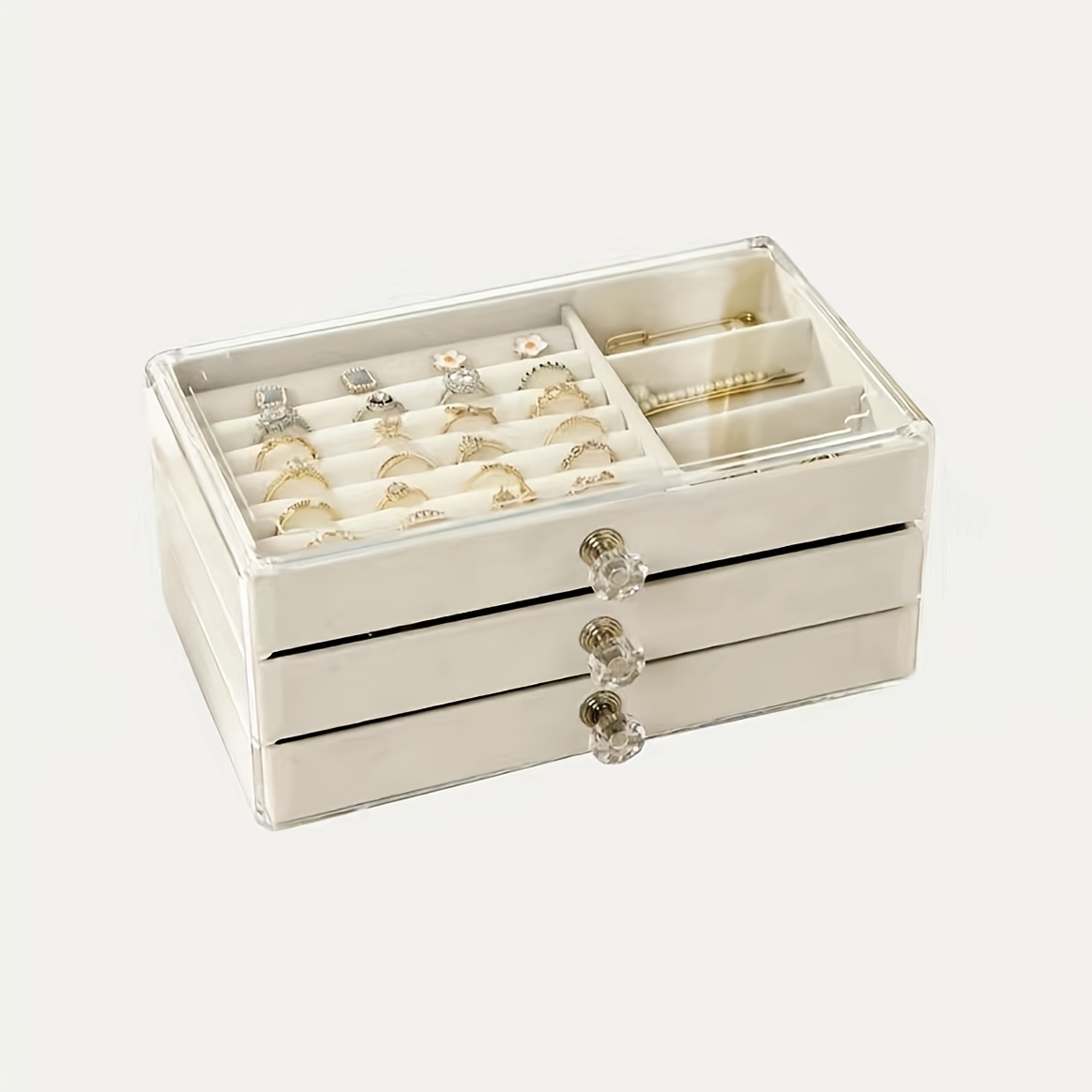 Amber Acrylic Jewelry Box with 2 Velvet Lined Jewelry Drawers