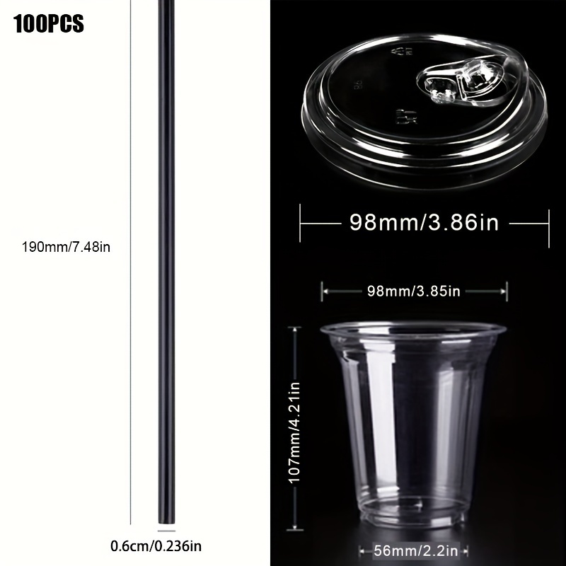 Black/transparent Disposable Cups Straw Pet Plastic Cups - Temu