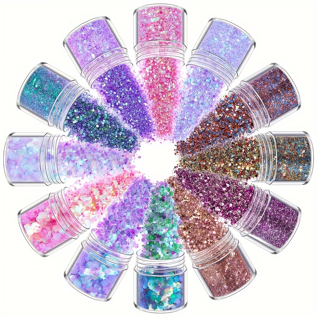 TORC Holographic Chunky Glitter Set, 24 Colors 8.5 oz, Fine Chunky Glitter  for Resin Crafts Cosmetic Nail Art Christmas Ornaments