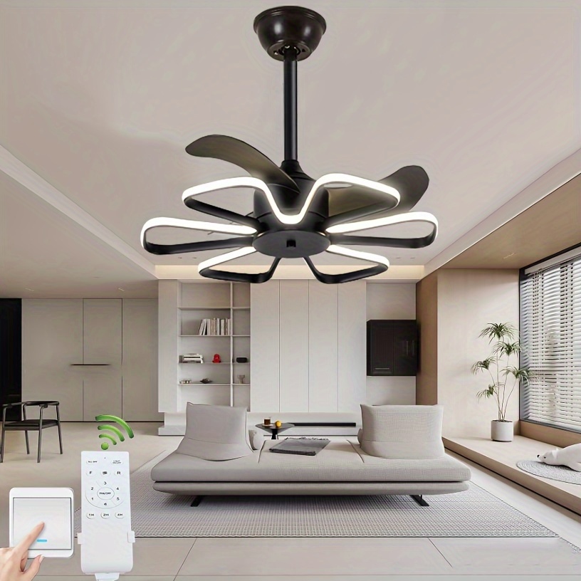 Ventilateur de plafond déstratificateur design avec lumière LED dimmable  trois tons et télécommande, ultra puissant et compact