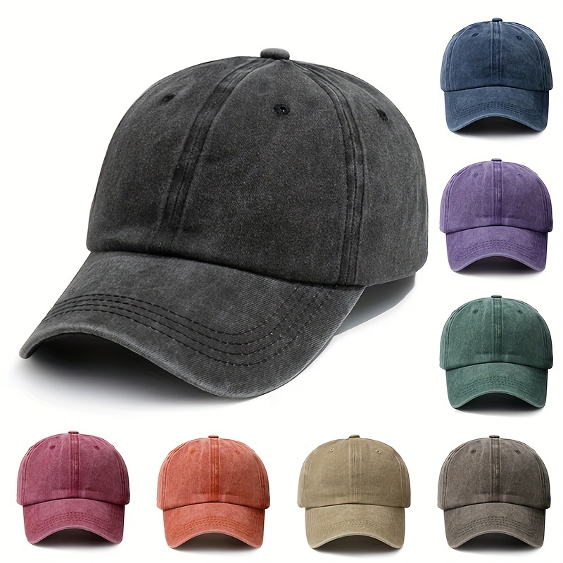 

Solid Color Unisex Baseball Cap Vintage Simple Washed Distressed Hats Lightweight Adjustable Dad Hat For Women Men