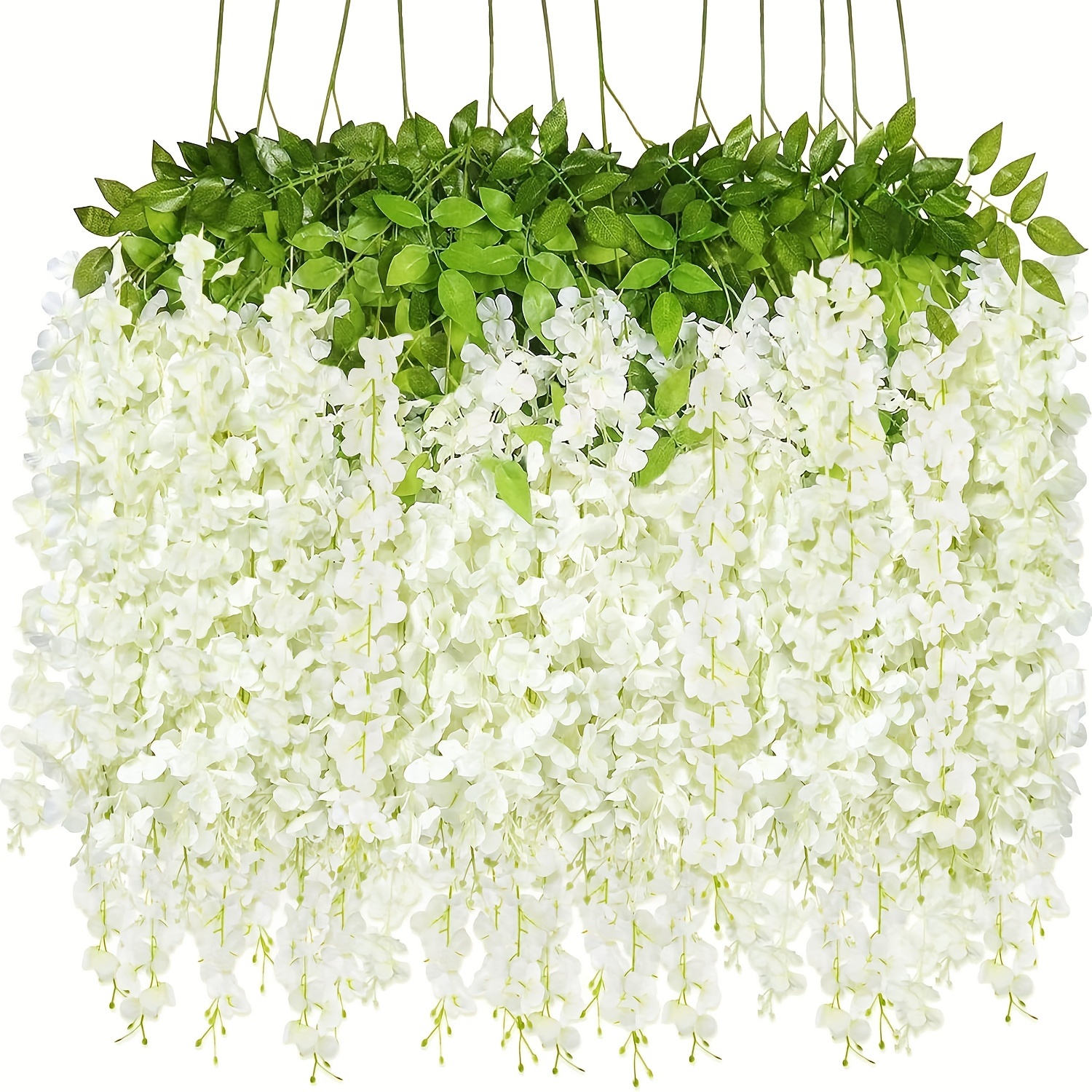 

6pcs Wisteria Hanging Flowers 3.6ft Artificial Vines Fake Garland Flower String For Wedding Party Garden Outdoor Greenery Home Wall Decoration (white)