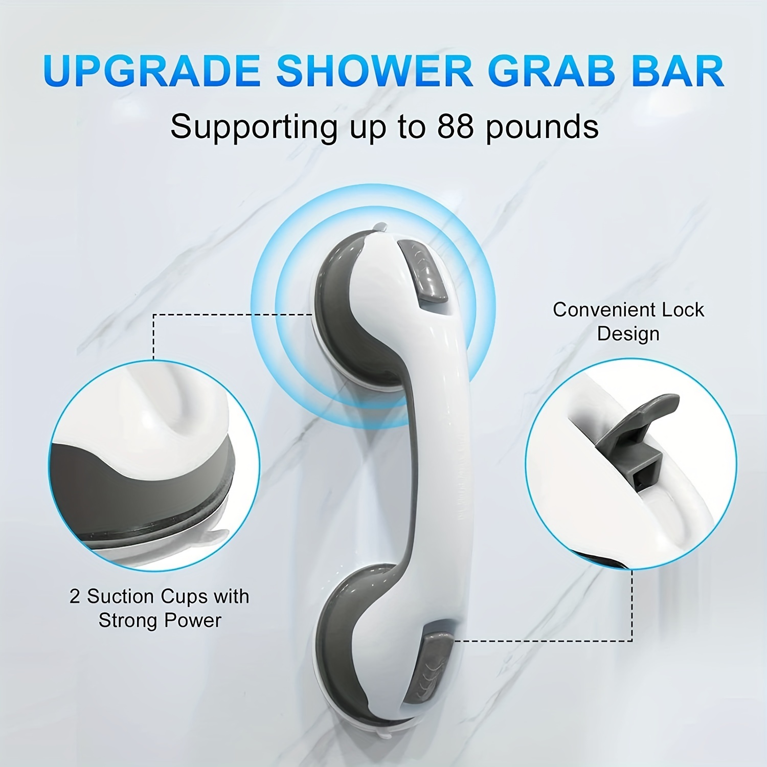 Super Grip Suction Cup Bathroom Shower Tub Room Safety Grab Bar Handrail  Handle