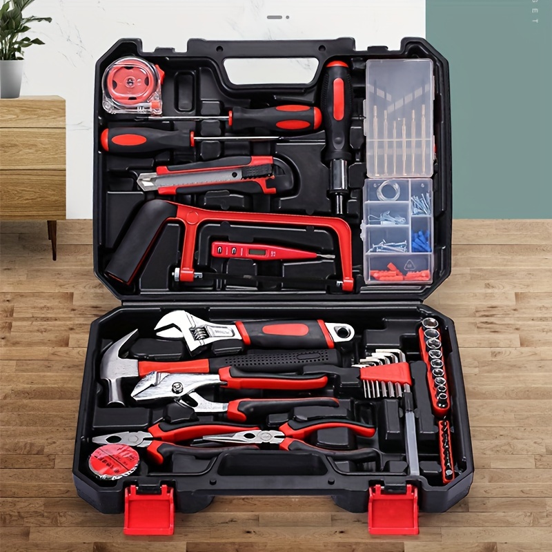 Tool Set Household Hand Tool Kit With Plastic Toolbox Storage Case