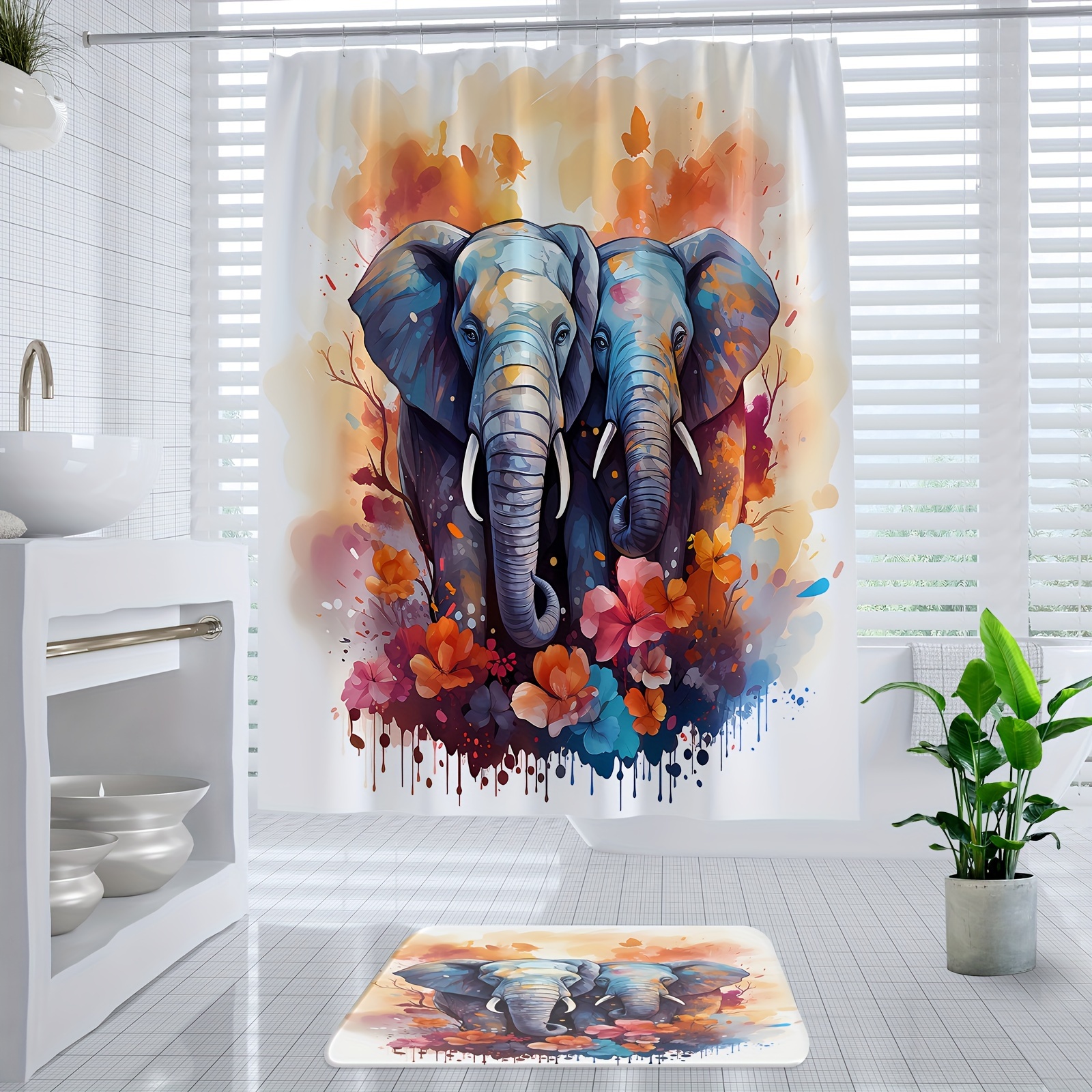 1pc Tenda Doccia Con Motivo Di Elefante, Impermeabile E Antimuffa,  Decorazione Per Bagno - Temu Italy