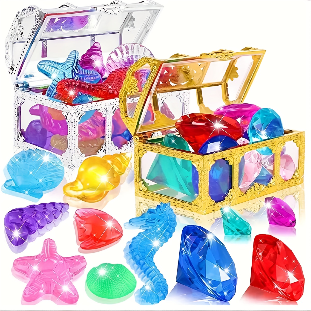 60pcs Diving Gems Toys Acrylic Fake Diamond Pool Gems Summer Underwater  Swimming Toys for Kids