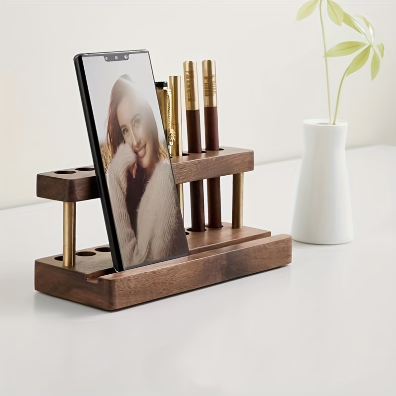 Black Walnut Wood Desktop Penholder