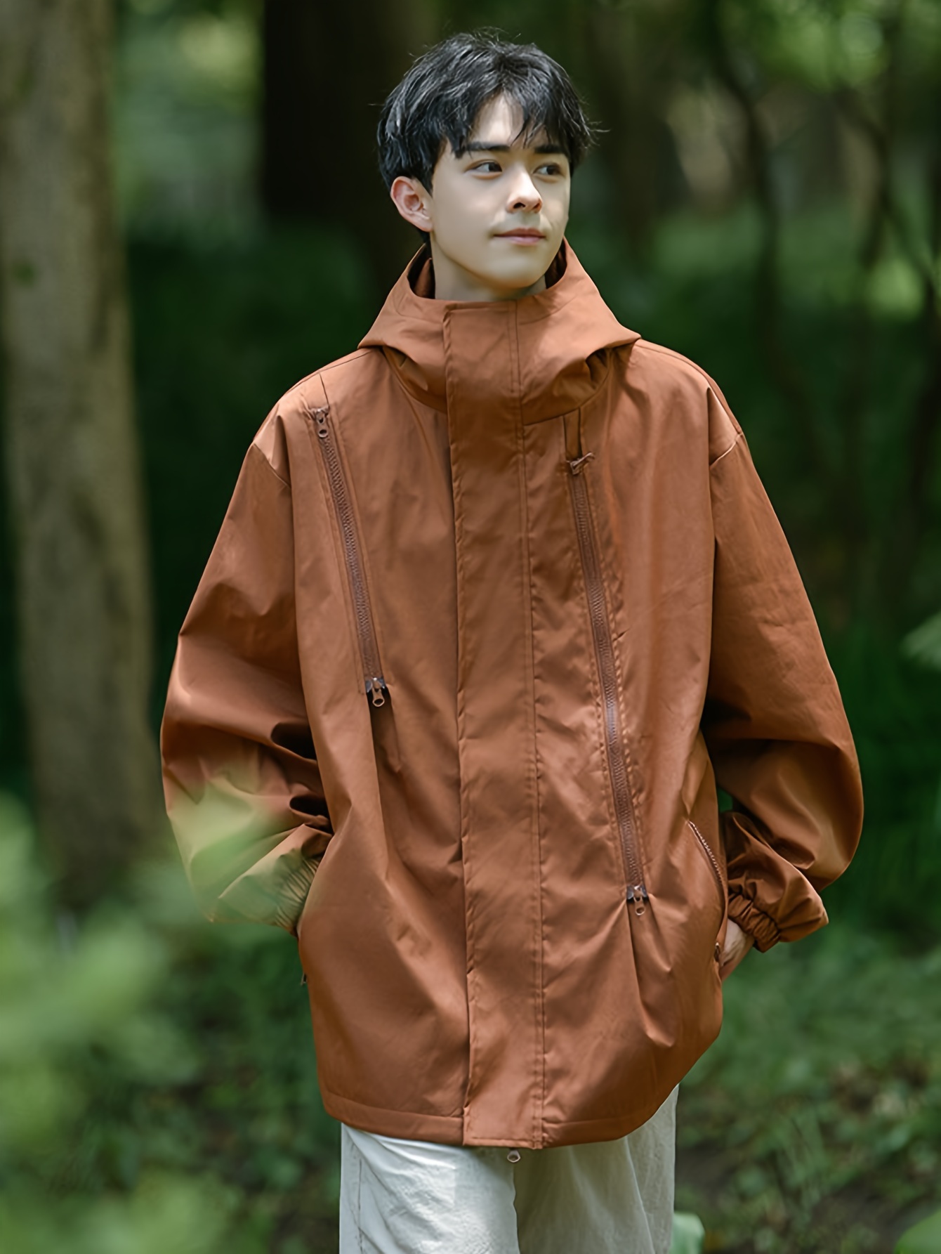 Giacca Uomo Elegante E Solida Impermeabile Tasche Giacca - Temu Italy