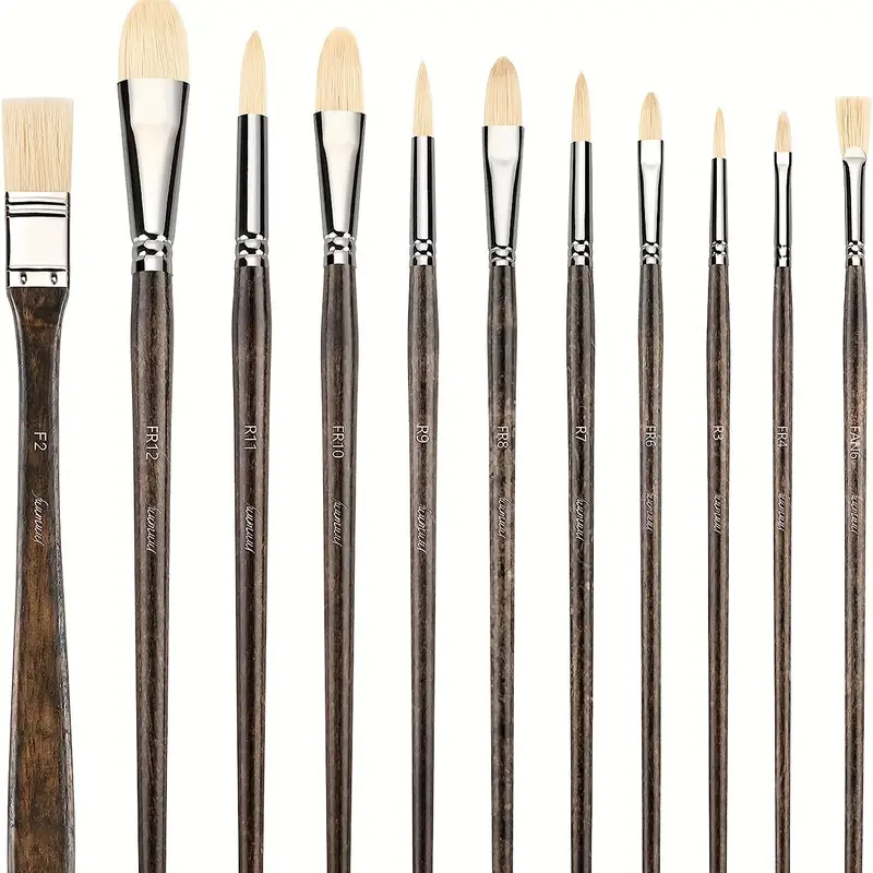 Professional Oil Paint Brush Set, Fuumuui 11pcs Superior Hog