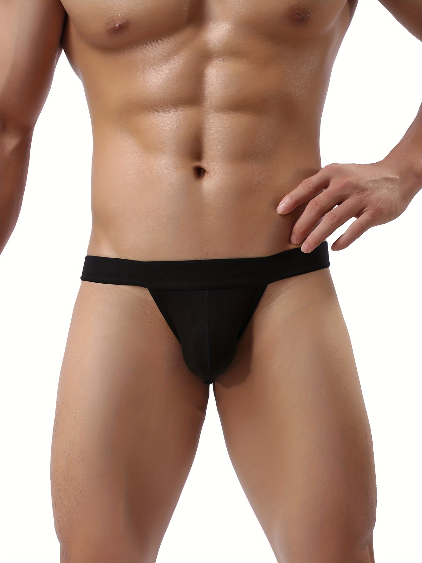 1pc Men's Low Waist Briefs Bikini, 95% Cotton Comfortable Stretchy Thin  Underwear With Wide Waistband