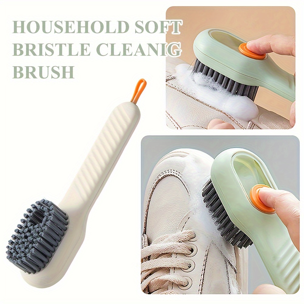 1pc Green Soft-bristle Household Cleaning Brush With Refillable Liquid  Dispenser, Suitable For Clothes And Shoes