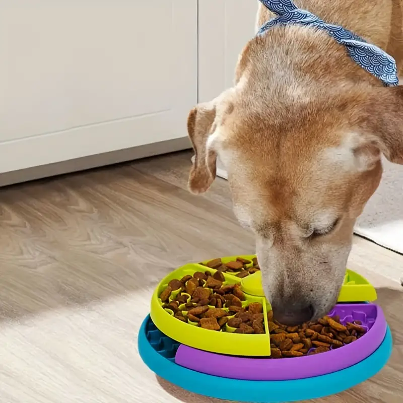Slow Feeder Dog Bowl, Anti-choking Non-slip Dog Puzzle Food Bowl, Dog  Turnable Maze Feeding Basin - Temu