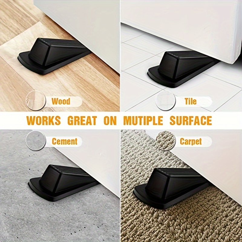 Door Stoppers for Floor Rubber Door Stop Wedge, Door Gaps and Prevent The  Lock-Outs,Floor Sturdy Stackable Door Stop for Carpet Heavy Duty Door (3