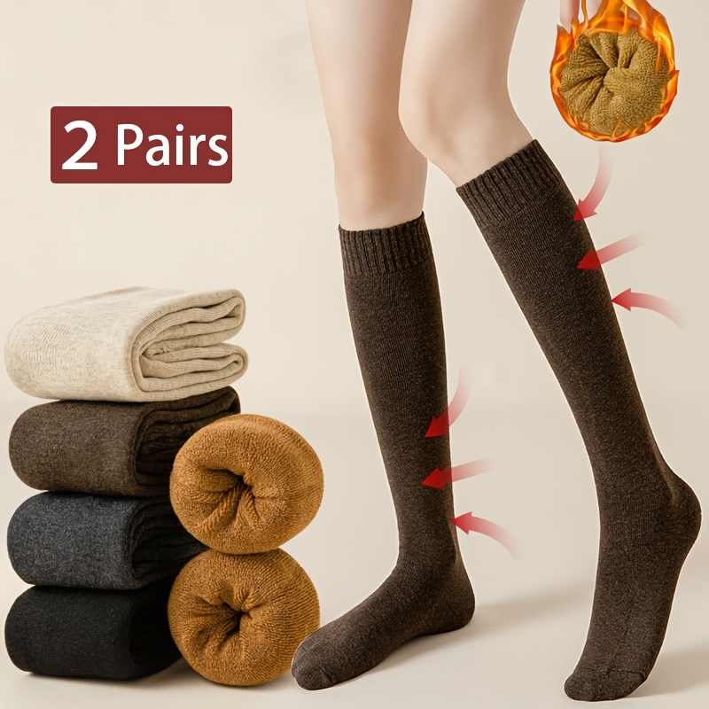 Thick Warm Winter Socks Knit Knee Length Socks Women's - Temu Canada
