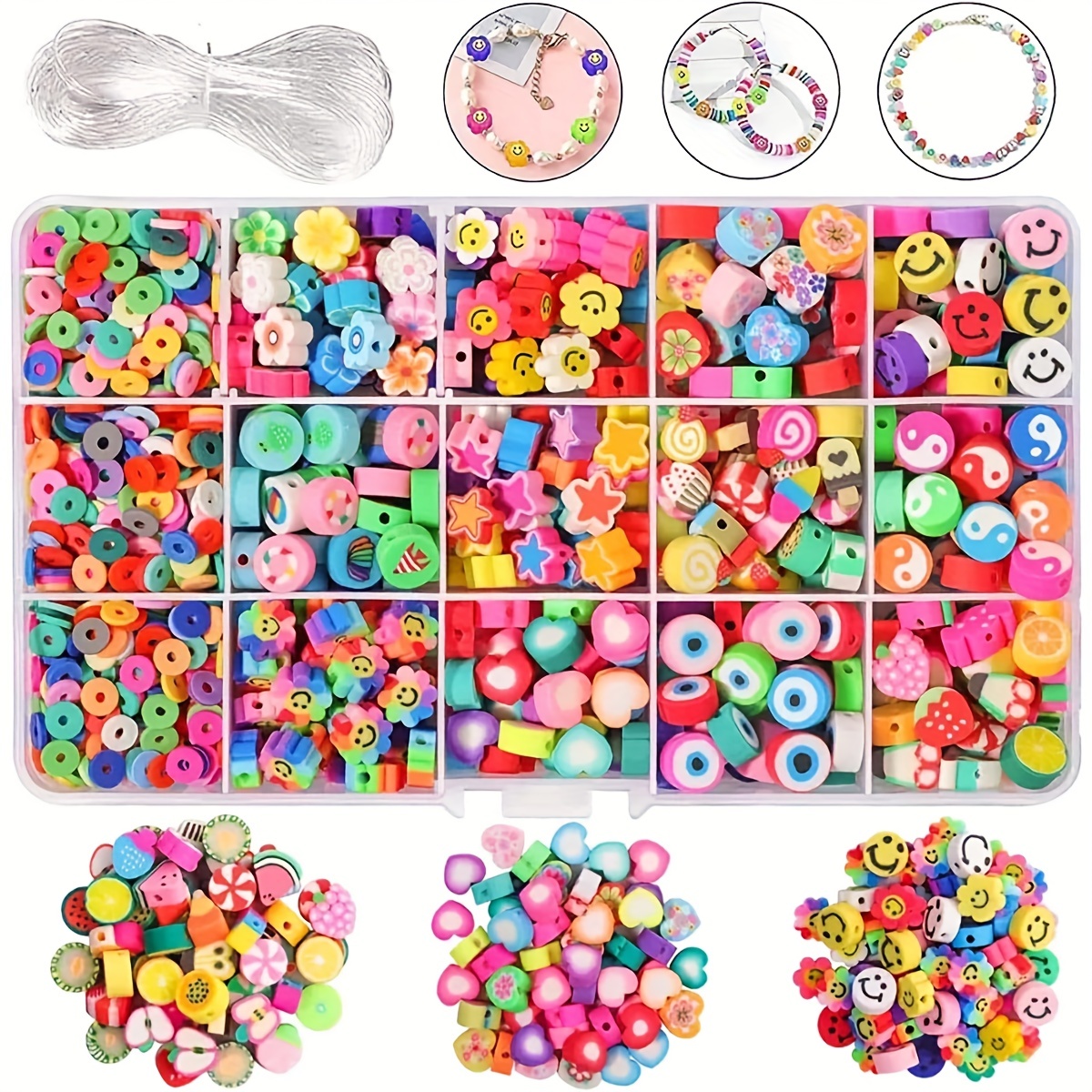 5300pcs Clay Bead Bracelet Making Kit, Preppy Spacer Flat Beads For Jewelry  Making, Polymer Black Stone Beads With Charms And Bungee Cord For Girls  Gifts Girls Crafts
