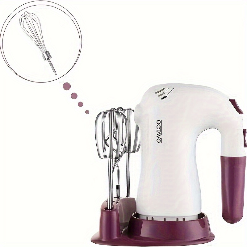 5 Speed Hand Mixer Electric, 200W Power Electric Whisk For Baking, Handheld  Mixer With With Beaters, Dough Hooks And Storage Base, One Button Eject
