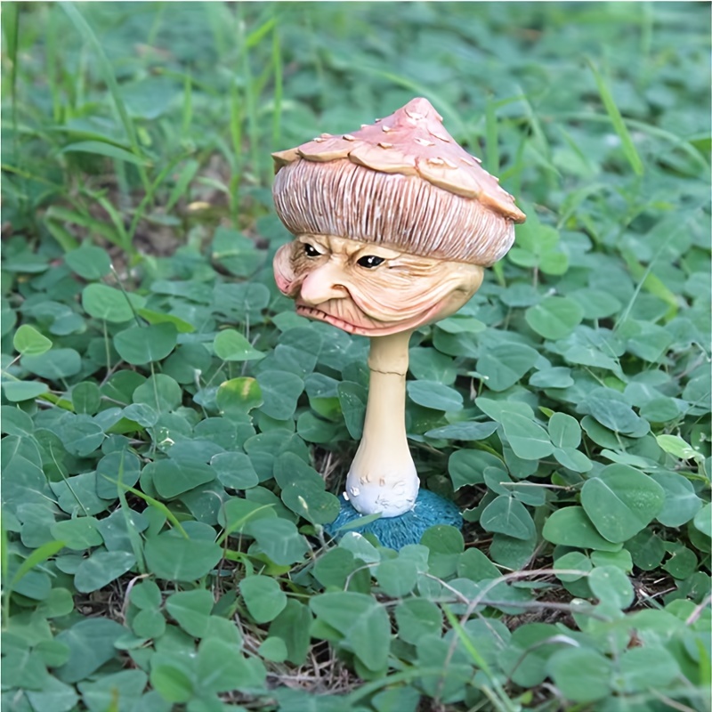 1pc drôle visage humain champignon résine statue, champignon grand-mère  jardin sculpture résine artisanat pour extérieur fée jardin chalet patio