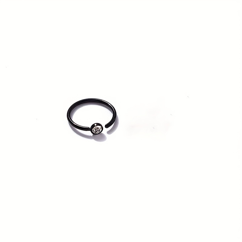 C-Shaped Stainless Steel Hoop Nose Ring with Zircon