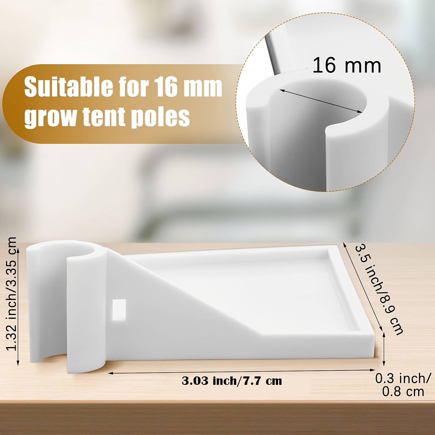 Grow Tent Shelf, 4 Pcs Grow Tent Corner Shelf 16mm Grow Tent Poles with  Versatile Grow Tent Accessories White Grow Tent Shelf for Hygrometer