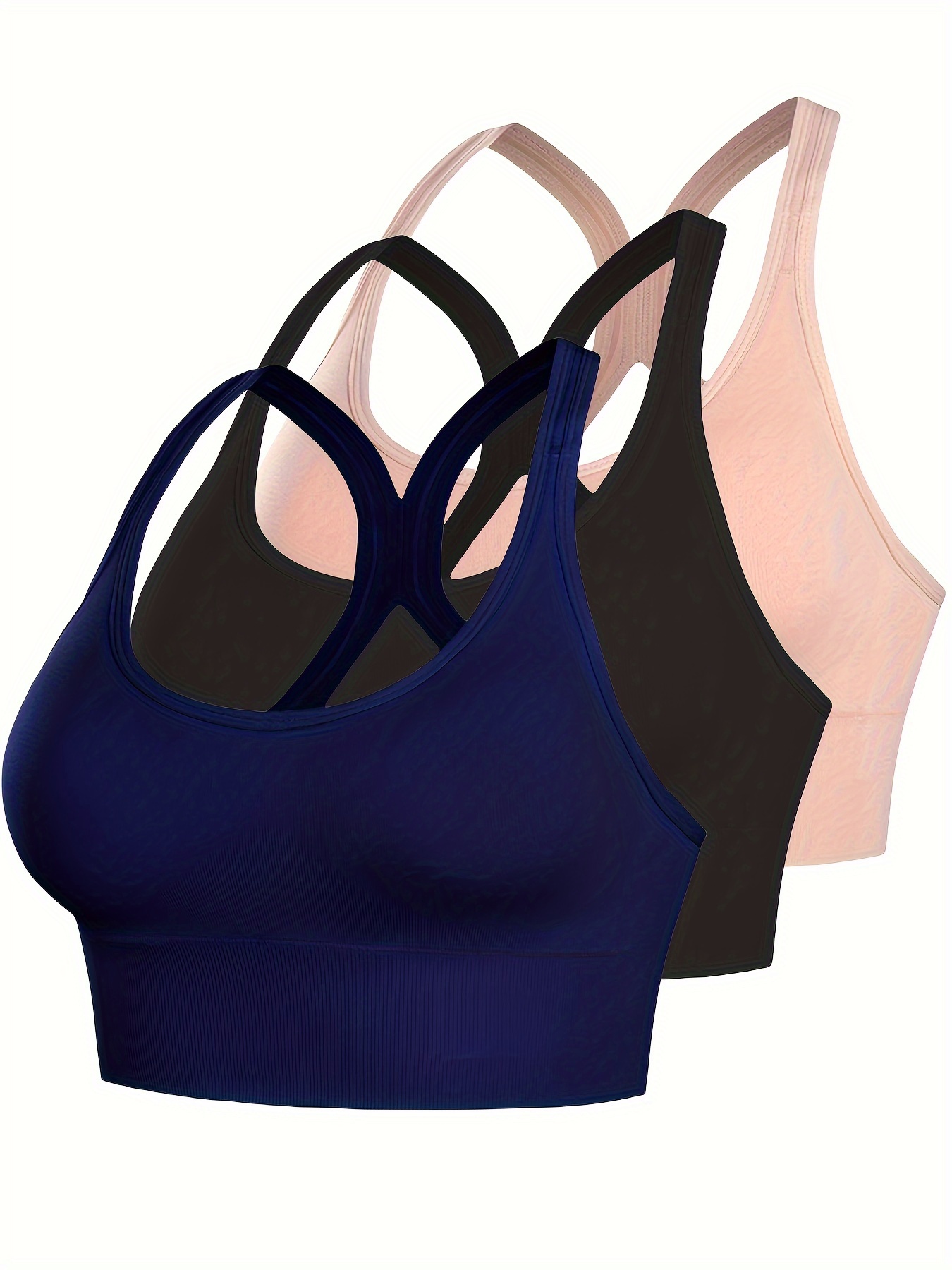 3Pcs Push Up Sports Bras, Comfy Breathable Shockproof Bra, Yoga Fitness  Running Bra, Women's Lingerie Underwear