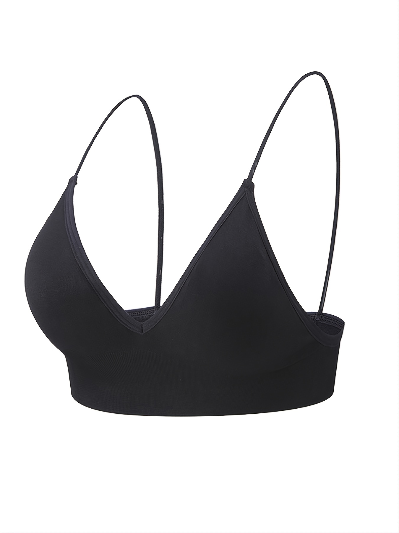 Black Padded Sports Bra Triangle Bralette for Wome Ribbed Cross Beauty Back  Womens Bras Push up No Underwire (Black, S) at  Women's Clothing store